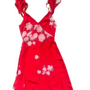 Lulus Love in Bloom Red Floral Print Off-The-Shoulder Hi-Low Dress | Size XS
